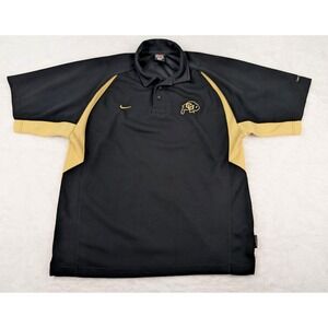 VTG Nike Team Colorado Buffaloes Polo Shirt Men's L Black/Gold Embroidered Logo